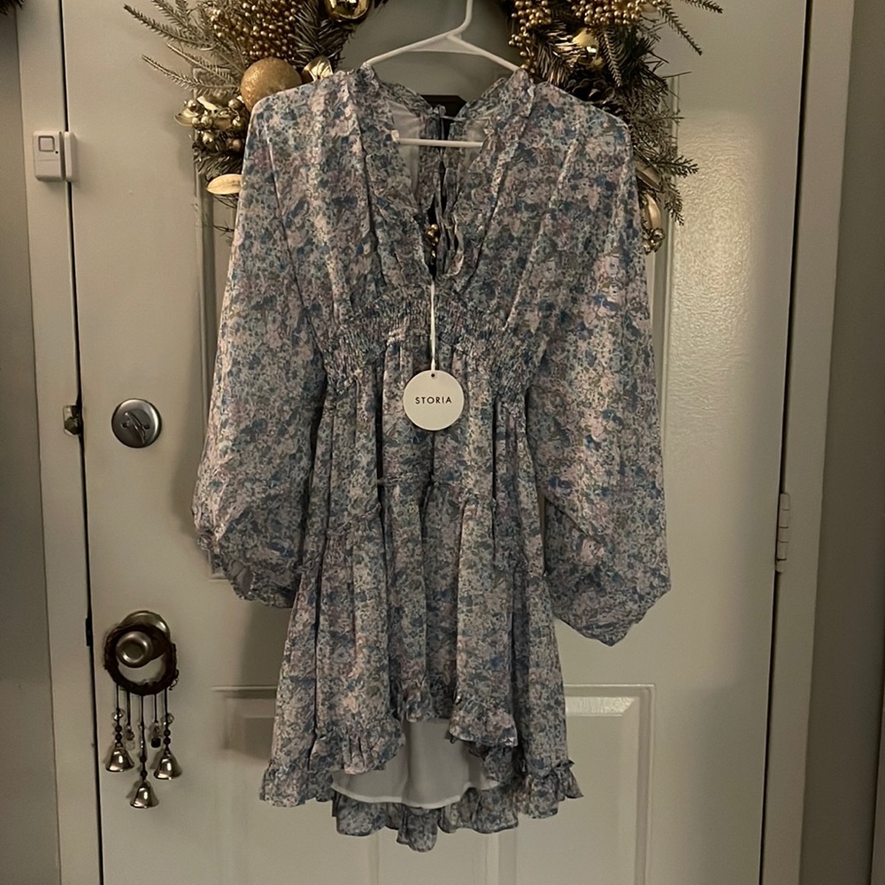 Morning Lavender Joelle Ruffle Mini Dress Size L